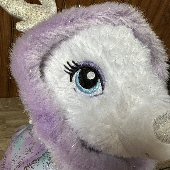 Build A Bear Glisten Reindeer 15" Plush Lavender Fur Cape Medallion Winter - Picture 6 of 7